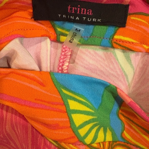 Trina Turk mini dress floral Ginko tie sleeve beach tropical vacation M - Picture 6 of 7